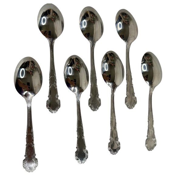 7 Piece Reed & Barton Renaissance Stainless 18/10 Glossy Tablespoons Table Spoon - Picture 4 of 6
